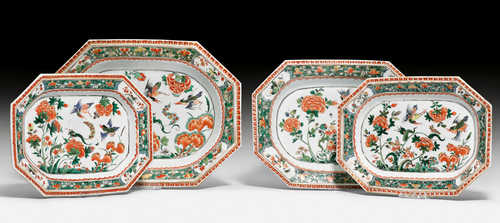 FOUR FAMILLE VERTE TRAYS.