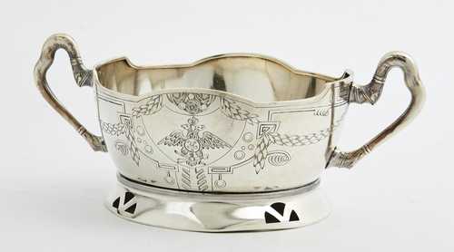 FOOTED BOWL WITH HANDLES,