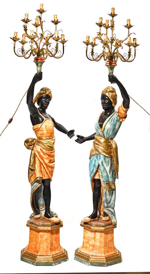 PAIR OF PAINTED "PORTE-TORCHÈRES",