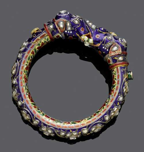 ENAMEL AND DIAMOND BANGLE, India, 19th century.