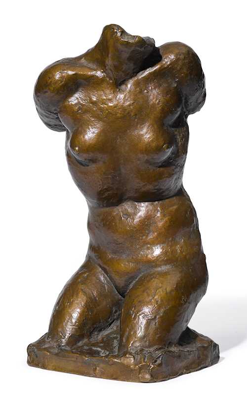 A BRONZE FEMALE TORSO