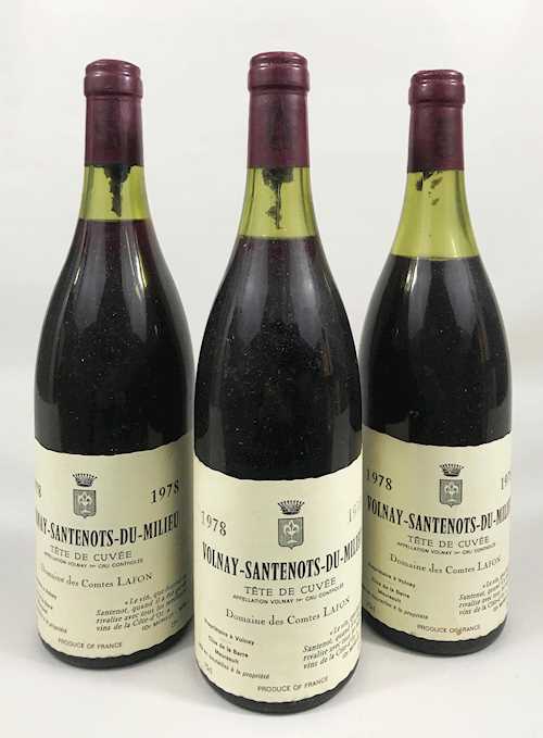 3 bts Volnay-Santenots-du-Milieu 1er Cru Comtes Lafon 0.75 L 1978