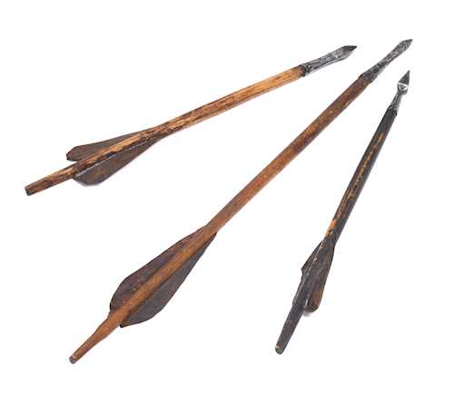 LOT OF THREE QUARRELS (BOLTS OF A CROSSBOW)