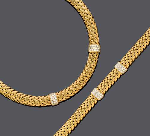 GOLD AND DIAMOND NECKLACE WITH BRACELET, BY TIFFANY & Co., 1995.