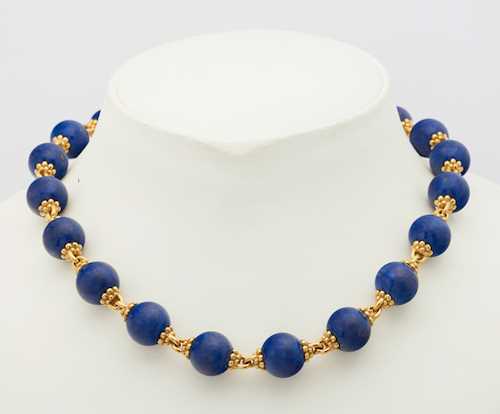 LAPIS LAZULI AND DIAMOND NECKLACE, BY PÉCLARD.