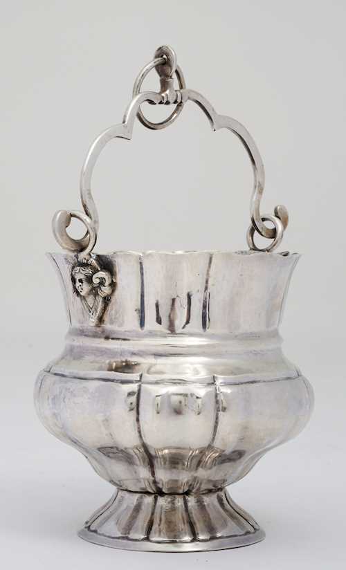 SILVER-PLATED VASE WITH HANDLES