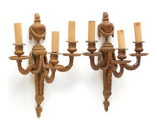 A PAIR OF THREE-ARM SCONCES