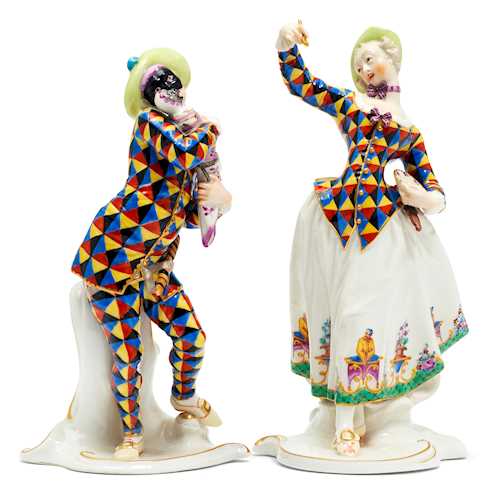 PAAR COMMEDIA DELL'ARTE FIGUREN VON LALAGE UND MEZZETIN