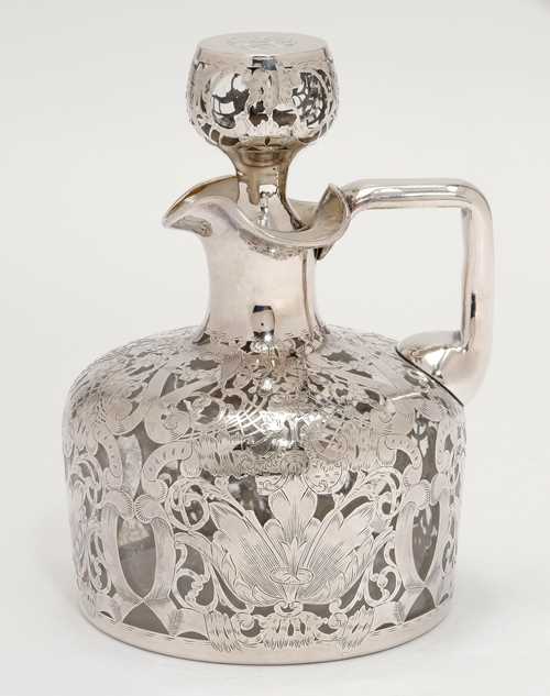 SILVER OVERLAY CARAFE WITH HANDLE