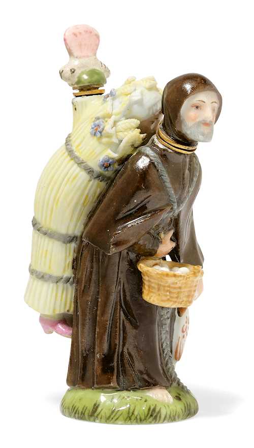 MINIATURE FLACON, MONK WITH A HAY DOLL