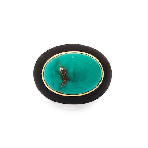 TURQUOISE AND EBONY RING, BY SANALITRO.