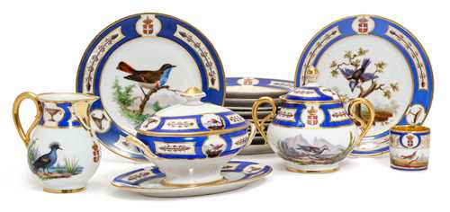 ITEMS OF A DINNER SERVICE "AUX OISEAUX" FOR THE ITALIAN ROYAL HOUSE OF SAVOY