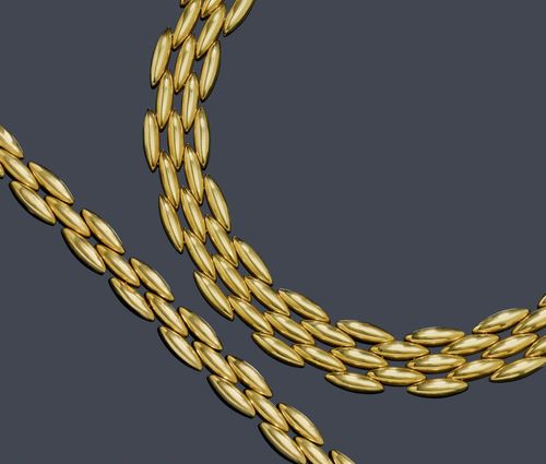 GOLD NECKLACE WITH BRACELET CARTIER. Yellow gold 750 77g and 25g