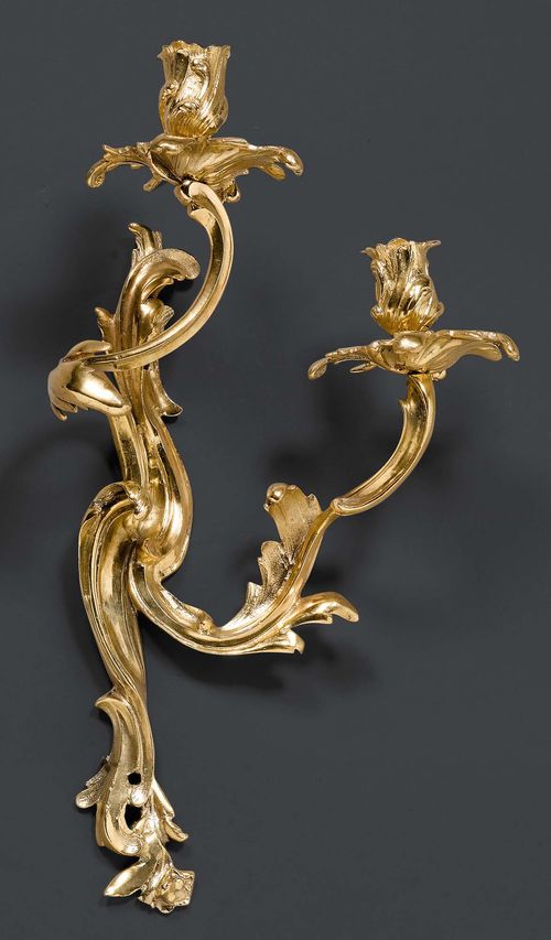PAIR OF APPLIQUES,Louis XV style, Paris. Gilt bronze. H 47 cm. Provenance: - Former collection of Princess Selma, Germany. - From a German aristocratic collection.