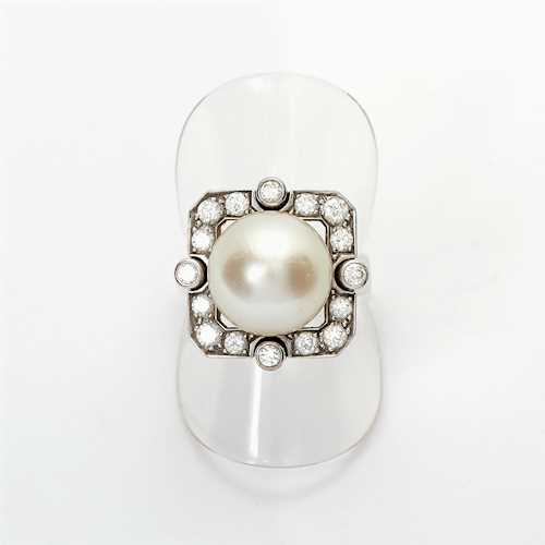 PEARL AND DIAMOND RING, TRUDEL.