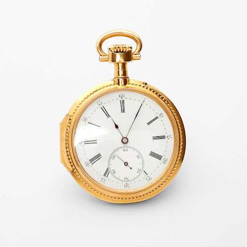 ENAMEL AND DIAMOND POCKET WATCH, ca. 1900.