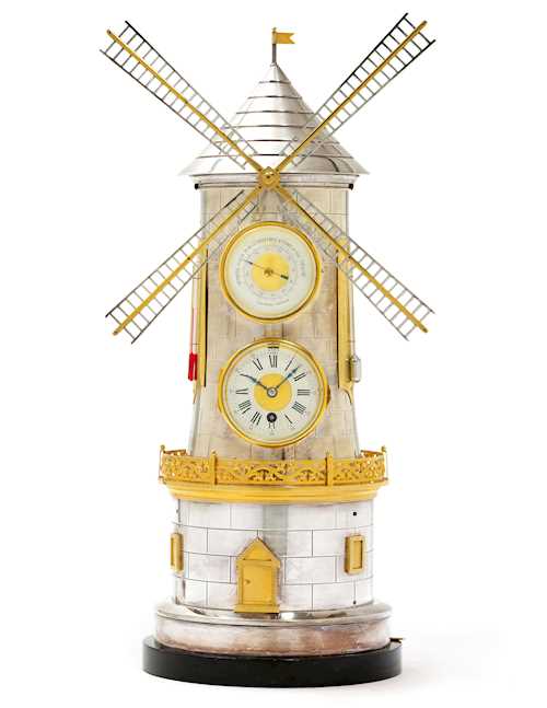 CLOCK WITH WEATHER STATION DESIGNED AS A WINDMILL