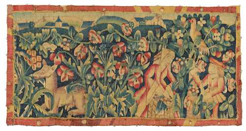 FRAGMENT OF A “MILLE-FLEURS” TAPESTRY