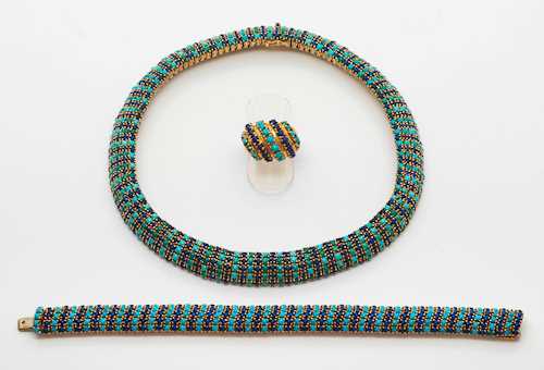 TURQUOISE AND LAPIS LAZULI ENSEMBLE, ca. 1960.