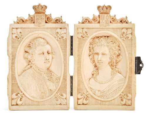 DIPTYCH WITH PORTRAITS OF LOUIS XVI AND MARIE ANTOINETTE