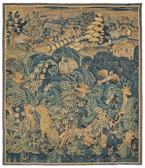 VERDURE (TAPESTRY WITH A LANDSCAPE SUBJECT) "FORÊT SAUVAGE À GRANDES FEUILLES"