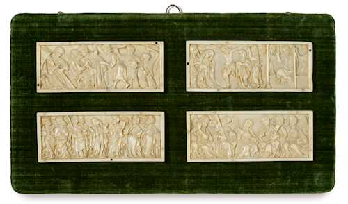 FOUR IVORY PLAQUES WITH BIBLICAL DEPICTIONS