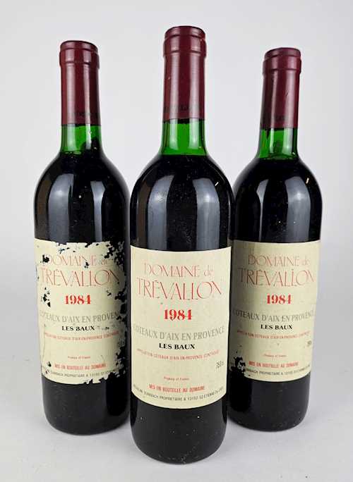 3 bts Côteaux d'Aix en Provence Trevallon 0.75 L 1984