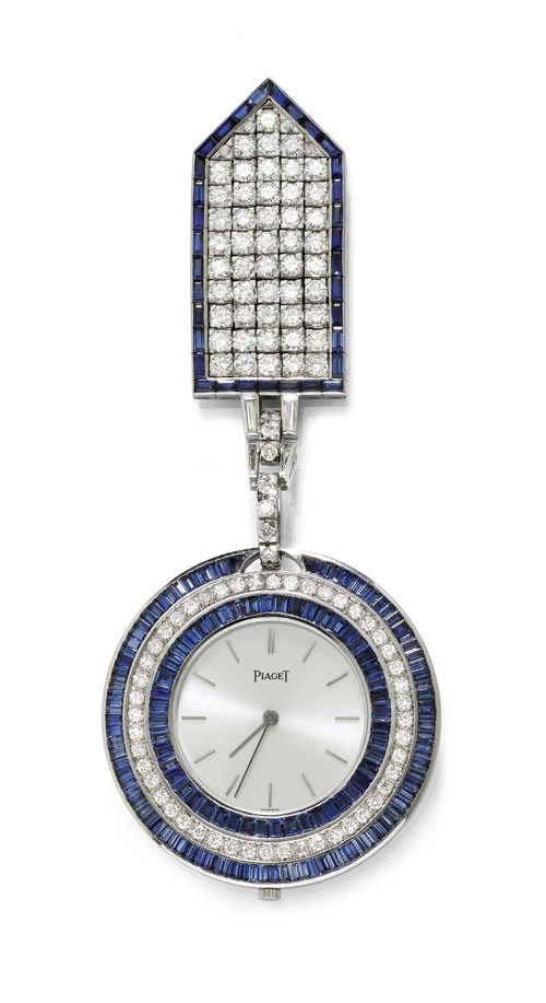 SAPHIR-DIAMANT-SMOKING-UHR MIT ZIPFEL, PIAGET, um 1976.