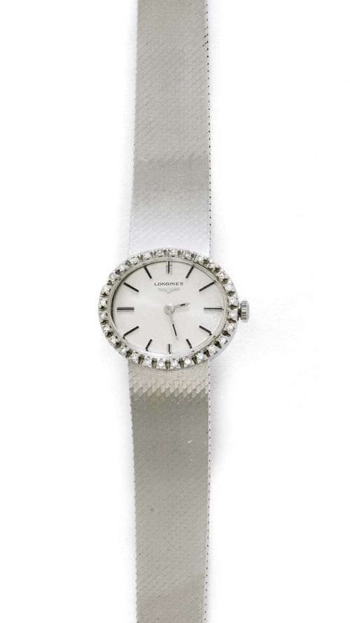 DIAMANT-DAMENARMBANDUHR, LONGINES, um 1970.