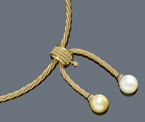 GOLD-PERLEN-BRILLANT-COLLIER, WELLENDORF.