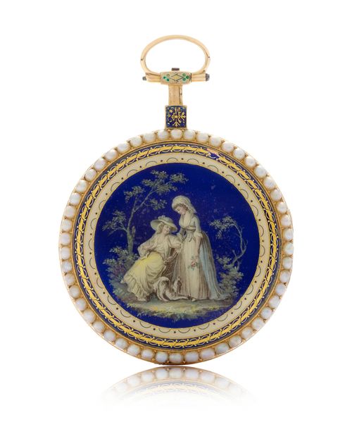 GUEX A' PARIS, GOLDEMAILTASCHENUHR, ca 1800.