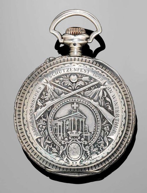 HUNTER CASE POCKET WATCH LONGINES Winterthur ca. 1895. Silver