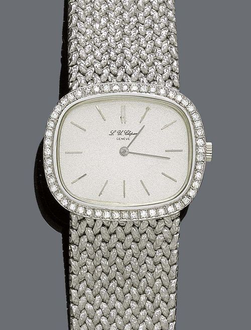 DIAMOND LADY S WRISTWATCH L.U.CHOPARD 1970s. White gold 750. Oval