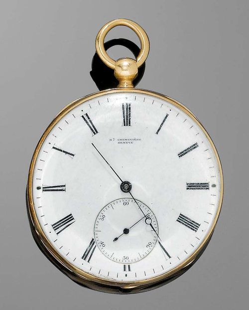 POCKET WATCH CHRONOMETER D.L CHENEVIERE Geneva ca. 1840. Yellow