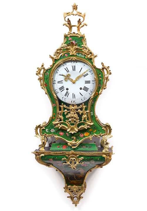 PAINTED CLOCK with plinth,