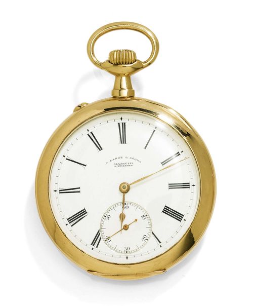 POCKET WATCH LANGE S HNE GLASH TTE Dresden ca. 1900. Yellow