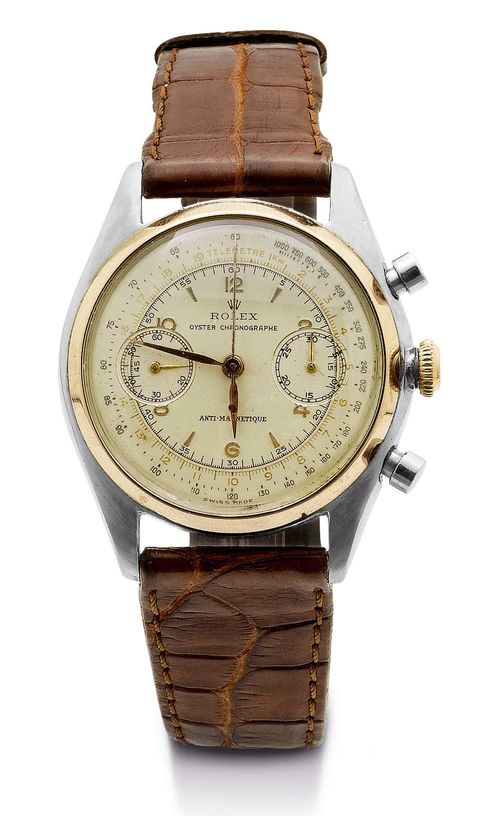 ROLEX OYSTER CHRONOGRAPH ca. 1948. Steel and pink gold. Ref