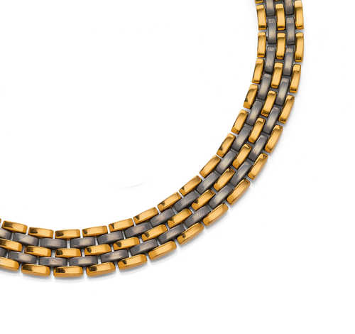 GOLD AND STEEL NECKLACE by CARTIER. Yellow gold 750 and stainless