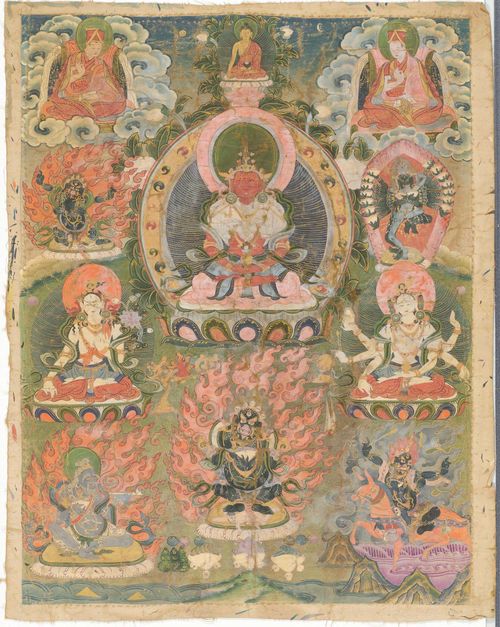 A THANKA OF AMITAYUS. Tibet, 19th c. 52x39 cm.