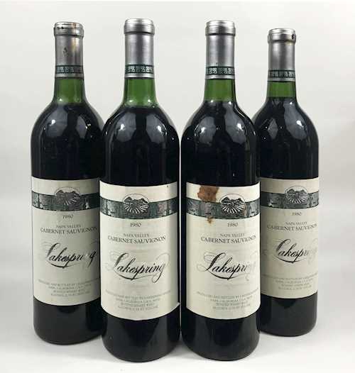 4 bts Napa Valley Cabernet Sauvignon Lakespring 0.75 L 1980 