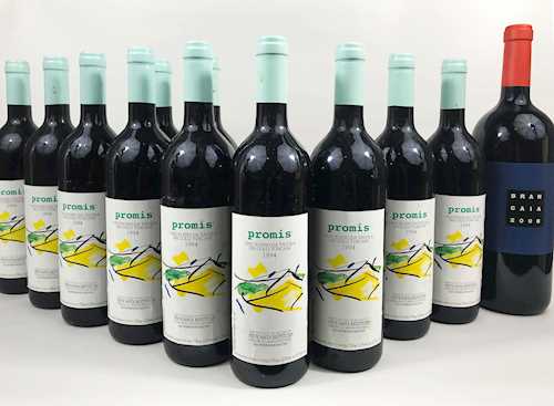 Lot of 12: 11 bts Toscana Promis Gaja 0.75 L 1994; 1 mg Toscana Il Blu Brancaia 1.5 L 2006 