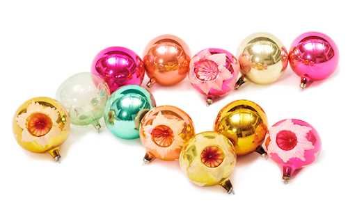 SET OF TWELVE CHRISTMAS BAUBLES