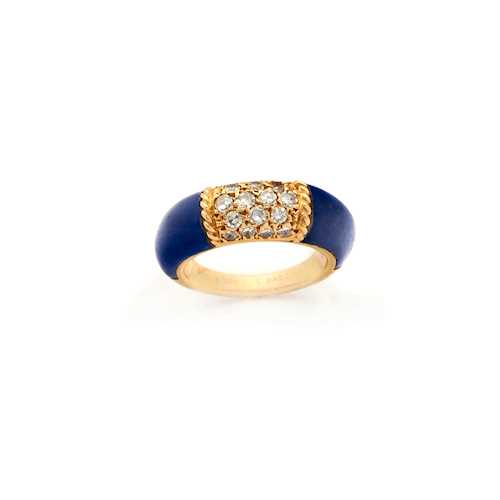 LAPIS LAZULI AND DIAMOND RING, BY VAN CLEEF & ARPELS, ca. 1970.