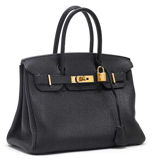 HERMÈS PARIS MADE IN FRANCE. SAC Birkin 30 cm aus schwarzem