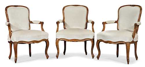 A SET OF THREE FAUTEUILS "EN CABRIOLET"