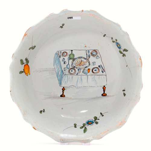 FAIENCE BOWL WITH A RARE DECORATION