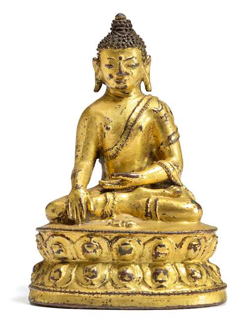 小鎏金銅合金菩薩像。