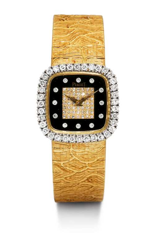 Piaget, elegant lady's' wristwatch with diamonds and onyx dial.