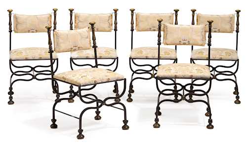 SUITE OF SIX SCISSOR CHAIRS