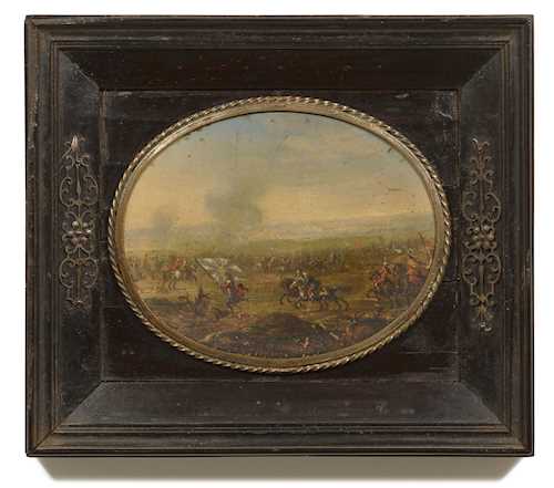 OVAL MINIATURE WITH A BATTLE SCENE